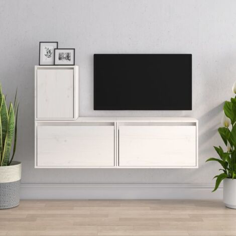 Tavolo Consolle A 3 Cassetti Vintage - In MDF E Legno Di Pino, Bianco, Misure 78x100x35 Cm