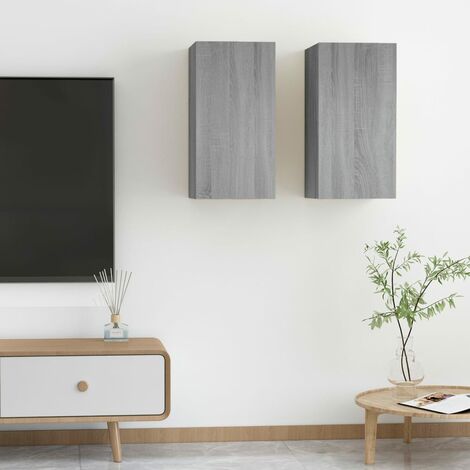 Credenza SECOLI 2 Pezzi – Madia In Legno Multistrato Grigio Sonoma Per Soggiorno