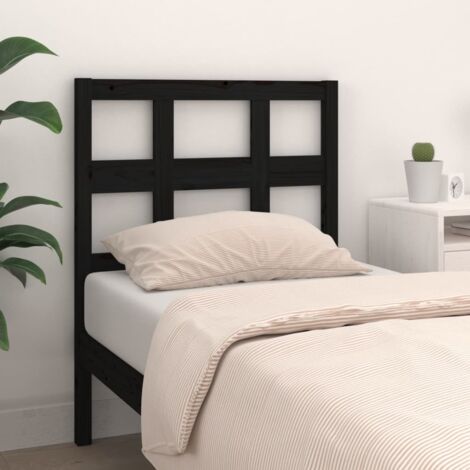 Testiera Moderna Testiera per Letto Nera 80,5x4x100 cm in Legno Massello di Pino ITD24300