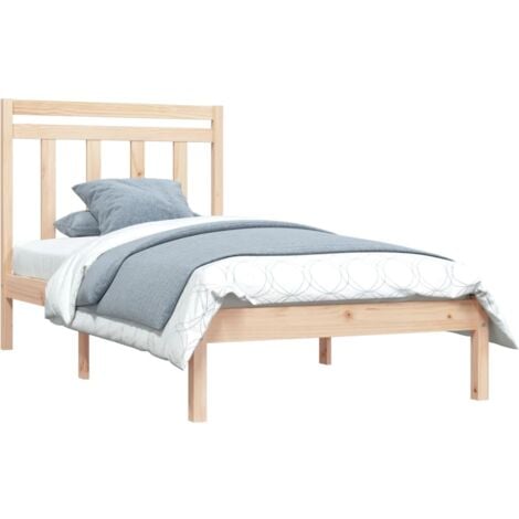 Letto Singolo Moderno Struttura Letto Giroletto in Legno Massello 90x200 cm  ITD33475