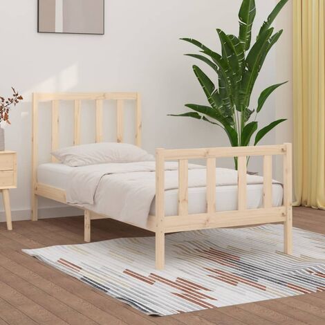 Letto Singolo Moderno Struttura Letto Giroletto in Legno Massello 90x190 cm  3FT Single ITD72893