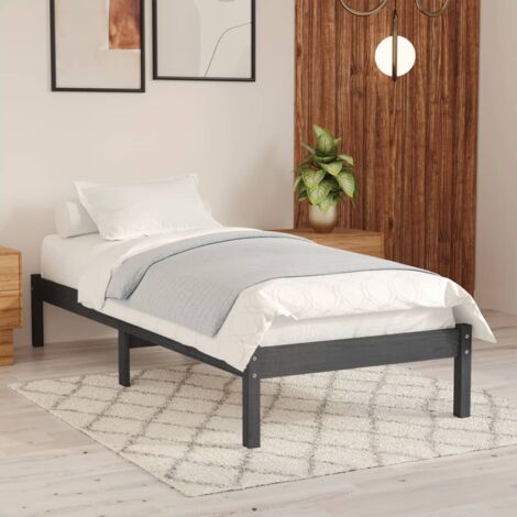 Letto Singolo Moderno Struttura Letto Giroletto Grigio Chiaro