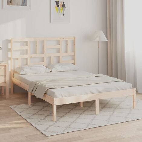 Letto Matrimoniale Moderno Struttura Letto Giroletto in Legno Massello  120x190 cm 4FT Small Double ITD62899