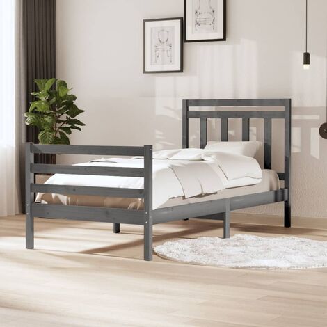 Letto Singolo Moderno Struttura Letto Giroletto Grigio Chiaro