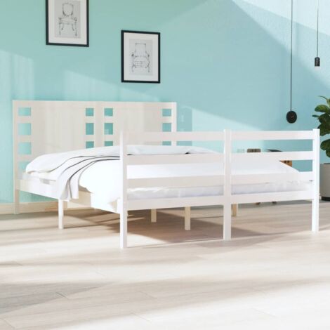 Giroletto, Struttura Letto, Letto per adulti, Letto Matrimoniale Bianco  120x190 cm 4FT Small Double in Legno