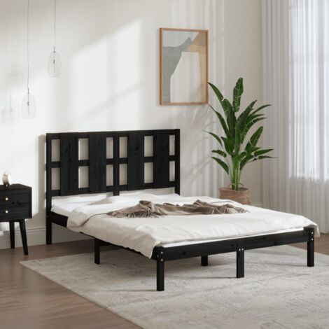 Struttura Letto Matrimoniale 120x190 Cm In Metallo - Con Doghe Acciaio, Altezza 46 Cm, Nero