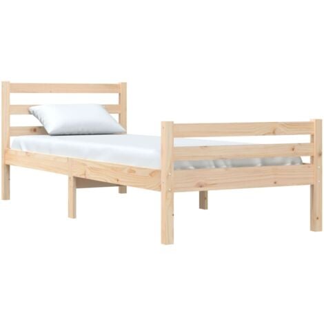 Letto Singolo Moderno Struttura Letto Giroletto in Legno Massello 90x200 cm  ITD33475