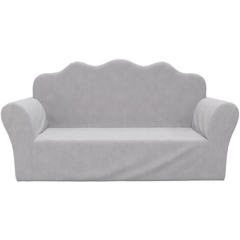 Divano per Bambini a 2 Posti Divano fisso Sofa da soggiorno Grigio Chiaro  in Morbido Peluche