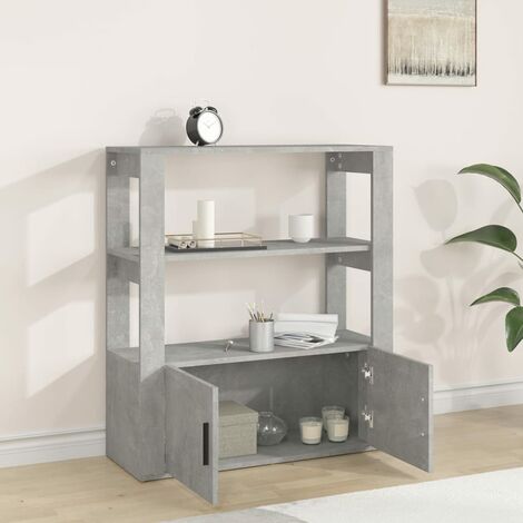 Credenza Madia Moderna Buffet da cucina Grigio Cemento 80x30x90 cm in Legno  Multistrato ITD55003