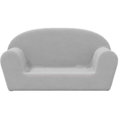 Divano per Bambini a 2 Posti Divano fisso Sofa da soggiorno Grigio Chiaro  in Morbido Peluche