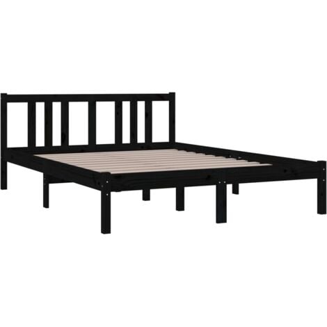 Struttura letto in legno massello nero 140 x 200 cm 4FT6 per letto