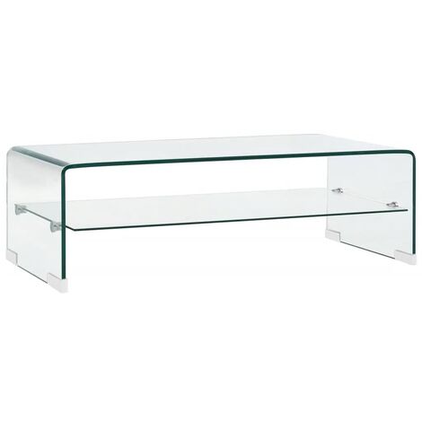 Tavolino Da Salotto In Vetro Temperato Con Telaio Oro | 2 Ripiani, 56x56x56,5 Cm, Carico 65 Kg