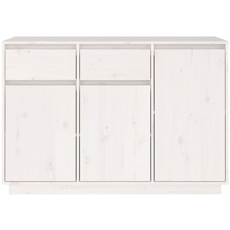 Credenza Madia Moderna Buffet da cucina Bianca 110x34x75 cm in Legno  Massello di Pino ITD62533