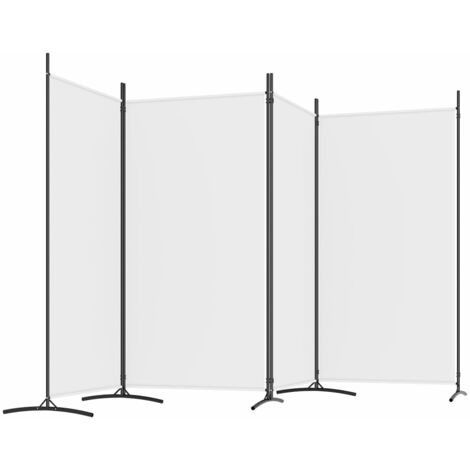 Paravento Divisorio a 4 Pannelli Separé per interni ed esterni Bianco  346x180 cm Tessuto ITD16732