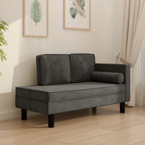 Divano Letto  Clic Clac Sofa da soggiorno  con Cuscini e Capezzale Grigio Scuro in Velluto ITD73191