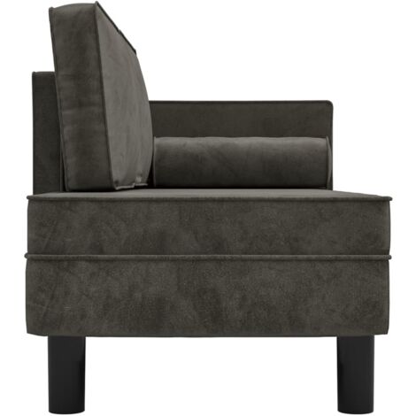 Divano Letto  Clic Clac Sofa da soggiorno  con Cuscini e Capezzale Grigio Scuro in Velluto ITD73191