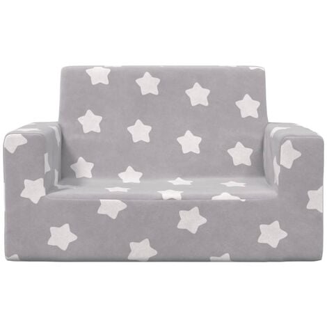 Divano per Bambini 2 Posti Divano fisso Sofa da soggiorno Grigio Chiaro  Stelle Morbido Peluche ITD53206