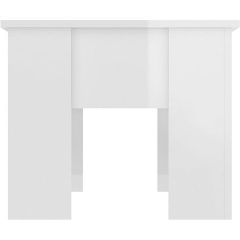 Tavolino Basso Tavolino da Salotto Tavolino da divano Bianco Lucido  79x49x41 cm Legno Compensato ITD83637