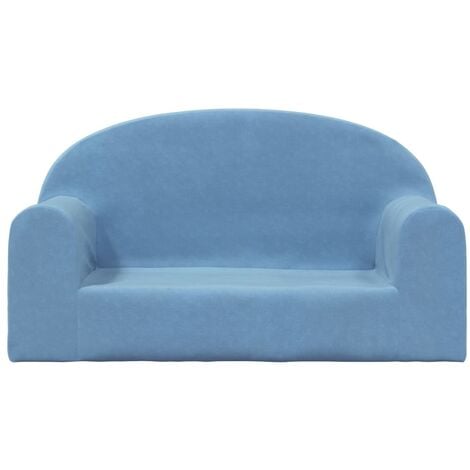 Divano per Bambini a 2 Posti Divano fisso Sofa da soggiorno Blu in Morbido  Peluche ITD33766