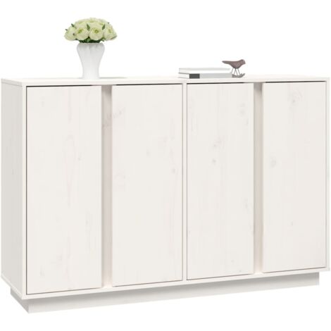 Credenza Madia Moderna Buffet da cucina Bianca 120x35x80 cm in Legno  Massello di Pino ITD75361