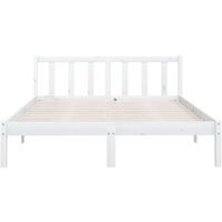 Letto adulto，Giroletto，Struttura del letto Legno Massello Bianco 135x190 cm  4FT6 Double DGVS4545984 MaisonChic