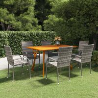 EASYCOMFORT Set da Giardino con Tavolo Allungabile e 6 Sedie con Cuscini in  Rattan PE, Grigio e Marrone