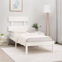 Letto Singolo Moderno Struttura Letto Giroletto Bianco in Legno Massello 100x200  cm ITD34270