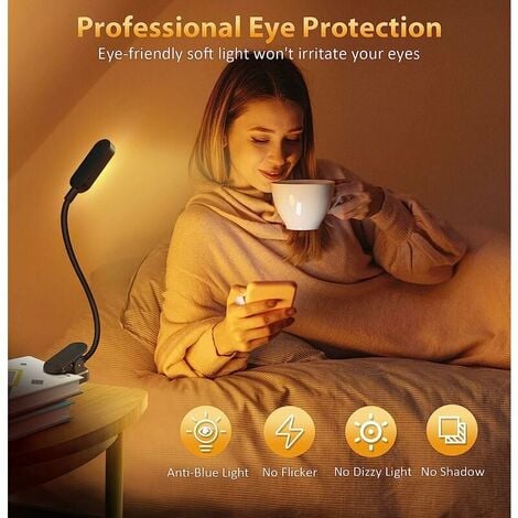 5 LED Book Light luce di lettura protezione per gli occhi Mini lampada da  scrivania da studio regolabile lampada da lettura flessibile a Clip facile  alimentata a batteria
