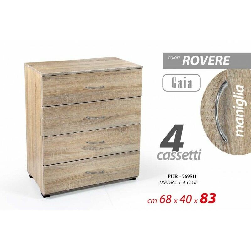 Comò cassettiera 5 cassetti rovere cm 68 x 40 x 101 h