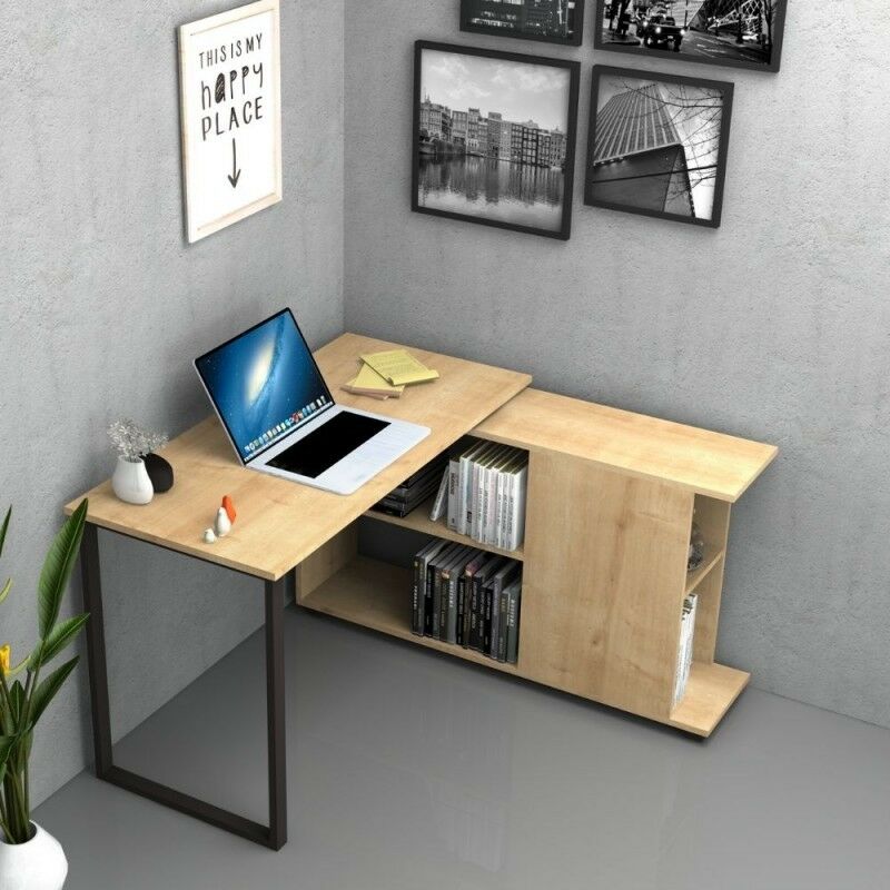 Scrivania con libreria reversibile Bianco OSLO 120x60x h74 cm