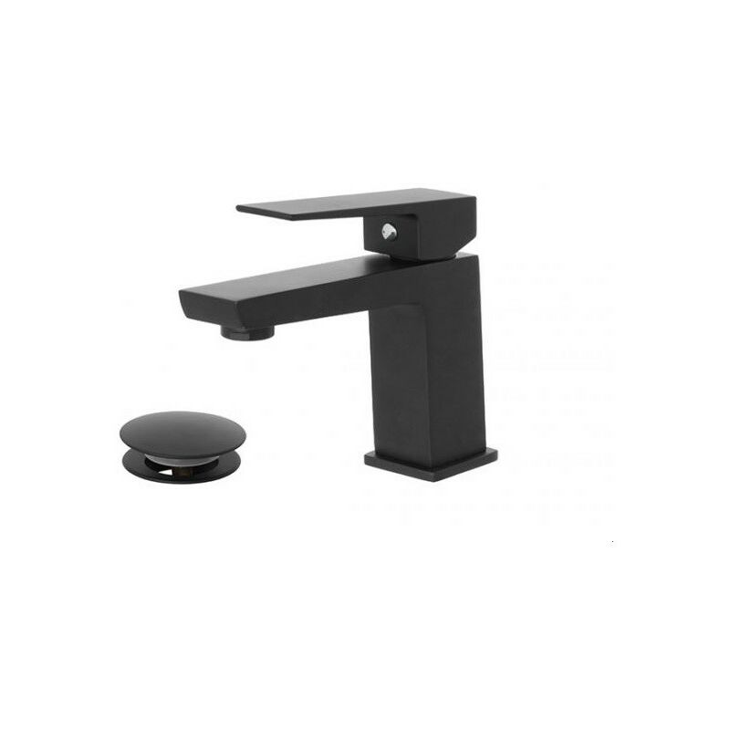 X001-1-B - Miscelatori per Lavabo - - Rubinetto Miscelatore per lavabo bagno  Nero opaco completo di accessori X001-1-B