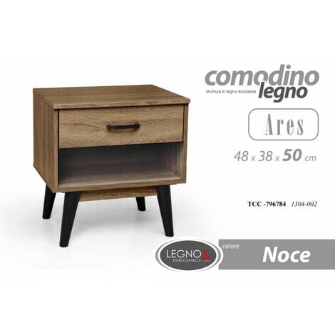 camera da letto Comodino in legno stile retr/ò con 2 cassetti per soggiorno comodino in legno 43 x 35 x 49,5 cm