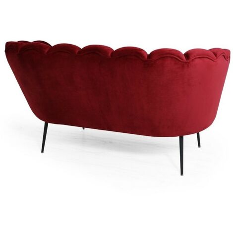 Divano due posti in velluto rosso a conchiglia Orel cm 135x76,5xh. 79