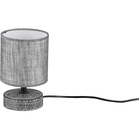 Piccolo Lume Grigio Moderno Base Ceramica con Paralume Tessuto Marie Trio  Lighting