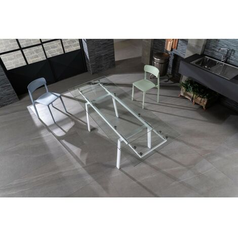 Tavolo allungabile 140-200x80 cm con top effetto marmo grigio