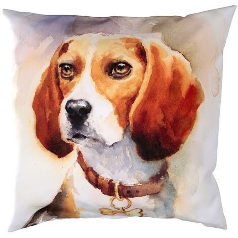 Cuscino tessuto con cane bianco cm43x43