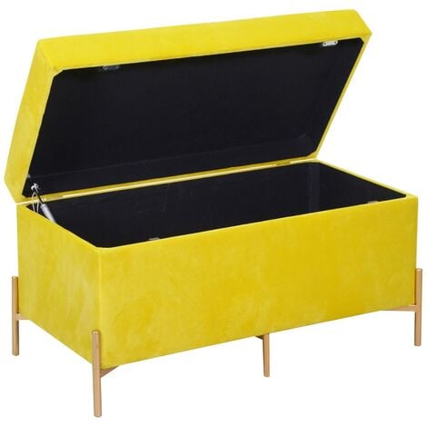 Panca stile scandinave in acciaio e velluto giallo