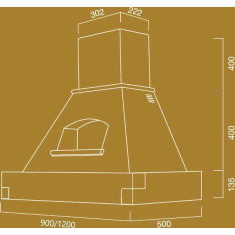 Cappa cucina rustica bianca GINEVRA con cornice in legno intarsio colore  cenere cm 60