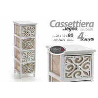 Cassettiera multiuso bagno cucina 4 cassetti in legno cm 26 x 32 x 80 h