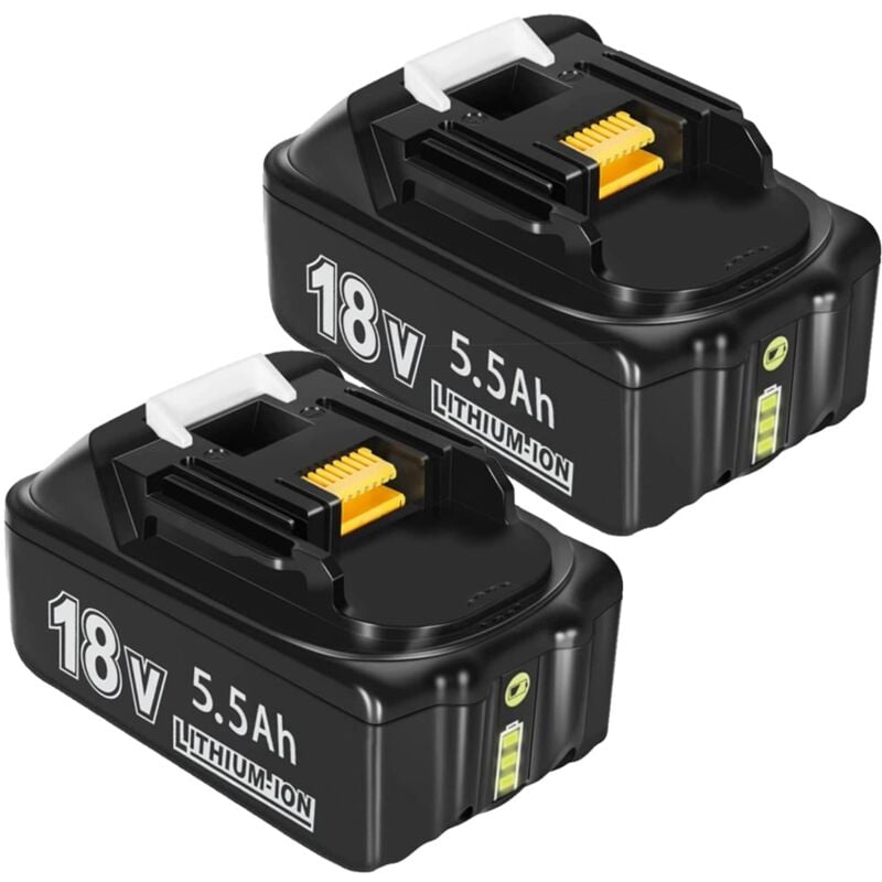 2x BL1860B Ersatzakku 18V 5500mAh - Kompatibel Mit 18V Akku Werkzeugen