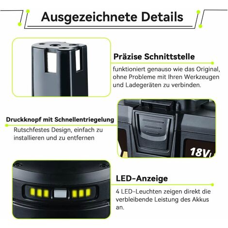 Dosctt 2x 8.0Ah Akku Für Ryobi 18V - Ersatzakku Mit LED Anzeige Für Werkzeuge