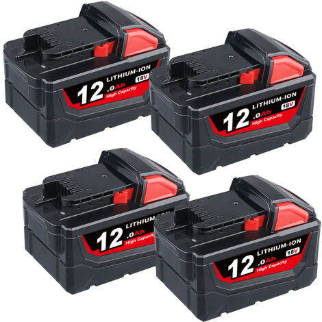 PDstation 4X M18 18V 12,0Ah Ersatzakku für Milwaukee M18 Kompatibel mit Milwaukee M18 M18B 48-11-1840 48-11-1828 48-11-1820 48-11-1815 48-11-1850