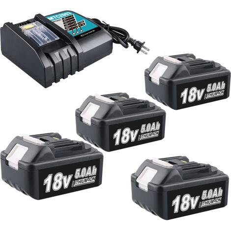 PDstation-Kit 4 x 18 V 5 Ah BL1860B-Akkus und 3 A DC18RC-Ladegerät, kompatibel mit den Modellen BL1860B, BL1860, BL1850B, BL1850, BL1840B und BL1840. Kompatibel mit allen 18 V Akku-Elektrowerkzeugen v (1/5)