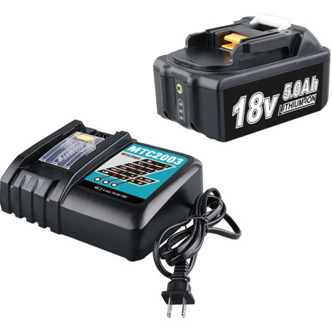 BL1860 18 V 5,0 Ah Akku und 3 A DC18RC Ladegerät für Makita, kompatibel mit Makita 18 V LXT Li-Ionen-Akkus BL1850 BL1840 BL1830 BL1820 BL1815 (1/5)