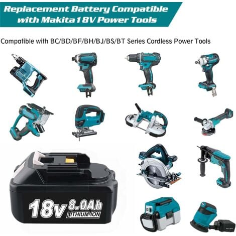 2Stück 8.0 Ah Li-Ion Ersatz für Makita 18V Akku BL1850B BL1850 BL1840B BL1840 BL1830B BL1830 BL1850 BL1835 BL1845 BL1815