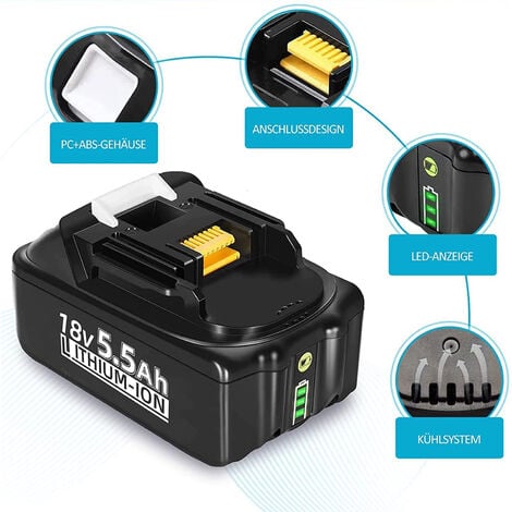Makita 18V Ersatzakku 5,0Ah - Kompatibel Mit BL1850B & Vielen LXT Werkzeugen