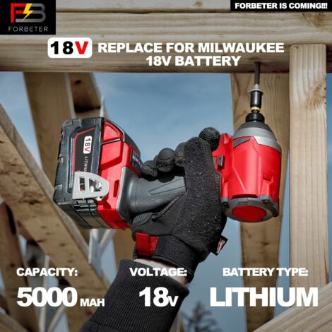 5Ah Akku Kompatibel Mit Milwaukee M18 – 18V Li-Ion, Ersatz Für M18B5, 48-11-1852 U.a.