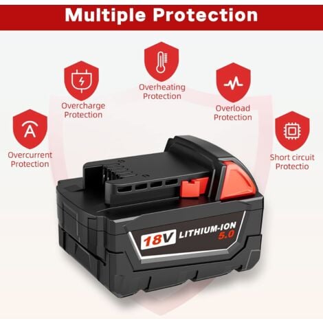 Ersatz-Akku Für Milwaukee M18 M18B5 18V XC 5Ah Li-Ion 48-11-1860 48-11-1852 M18B 48-11-1840 48