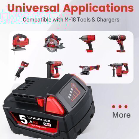 4x Für Milwaukee M18 Akku M18B5 18V XC 5.0Ah Li-Ion 48-11-1860 48-11-1852 M18B 48-11-1840 48-11-1828 48-11-1820 48-11-1815 48-11-1850