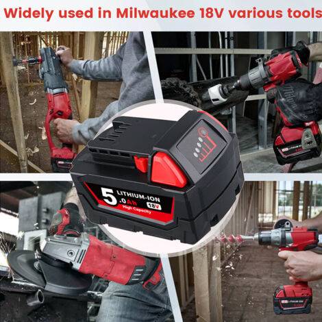 4x Für Milwaukee M18 Akku M18B5 18V XC 5.0Ah Li-Ion 48-11-1860 48-11-1852 M18B 48-11-1840 48-11-1828 48-11-1820 48-11-1815 48-11-1850